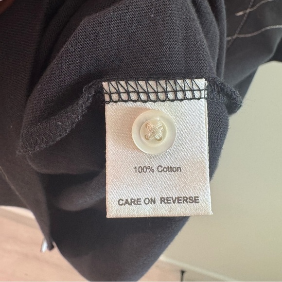 Billy Reid Men’s Pensacola Polo Black with Contrast White Stitching Large - Picture 3 of 4